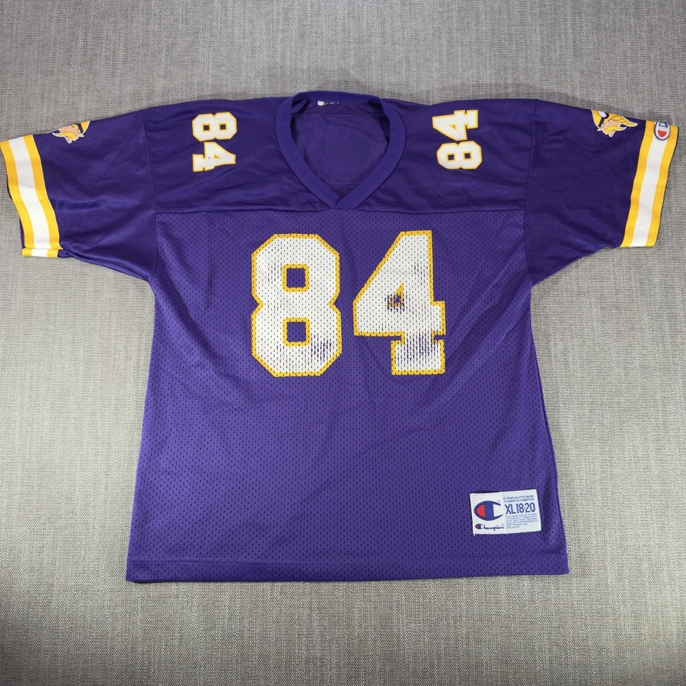 Vintage Minnesota Vikings Jersey Boys XL Purple NFL Football Moss 84 Champion